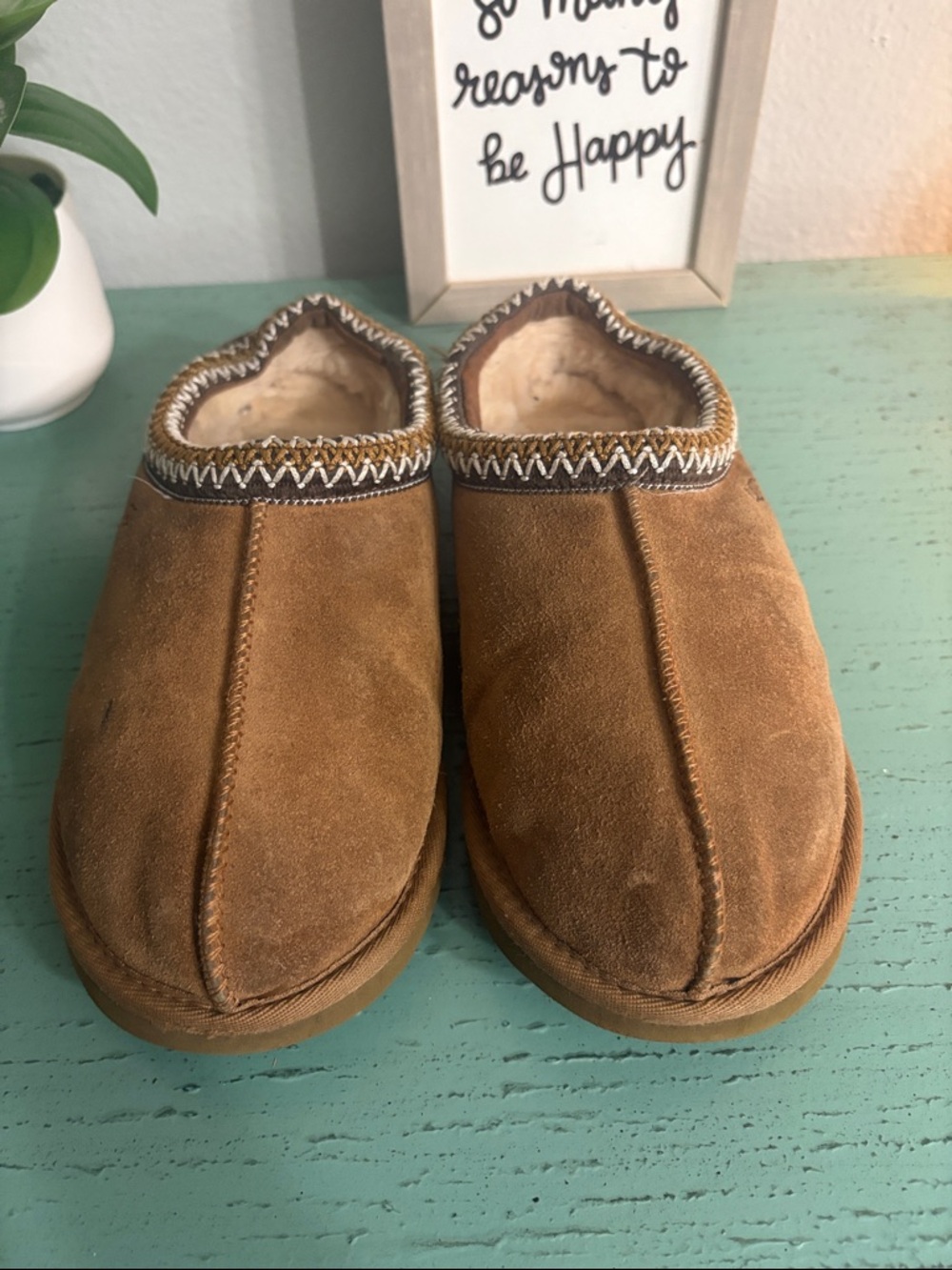 Men's Suede Slip-On Slippers in Chestnut Brown
